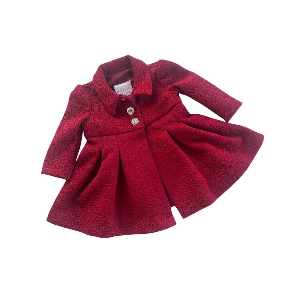 Iris & Ivy Baby Girls Raspberry Holiday Coat 0-3M Christmas Photo Outfit